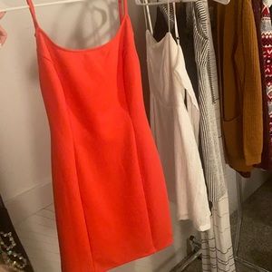 coral low back dress